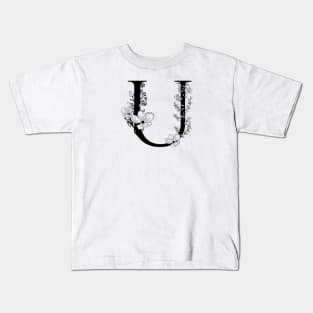 Letter U Monogram - Floral Initial Kids T-Shirt